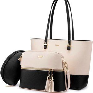 Women Shoulder Bag Tote Satchel Hobo 3pc Purse Set